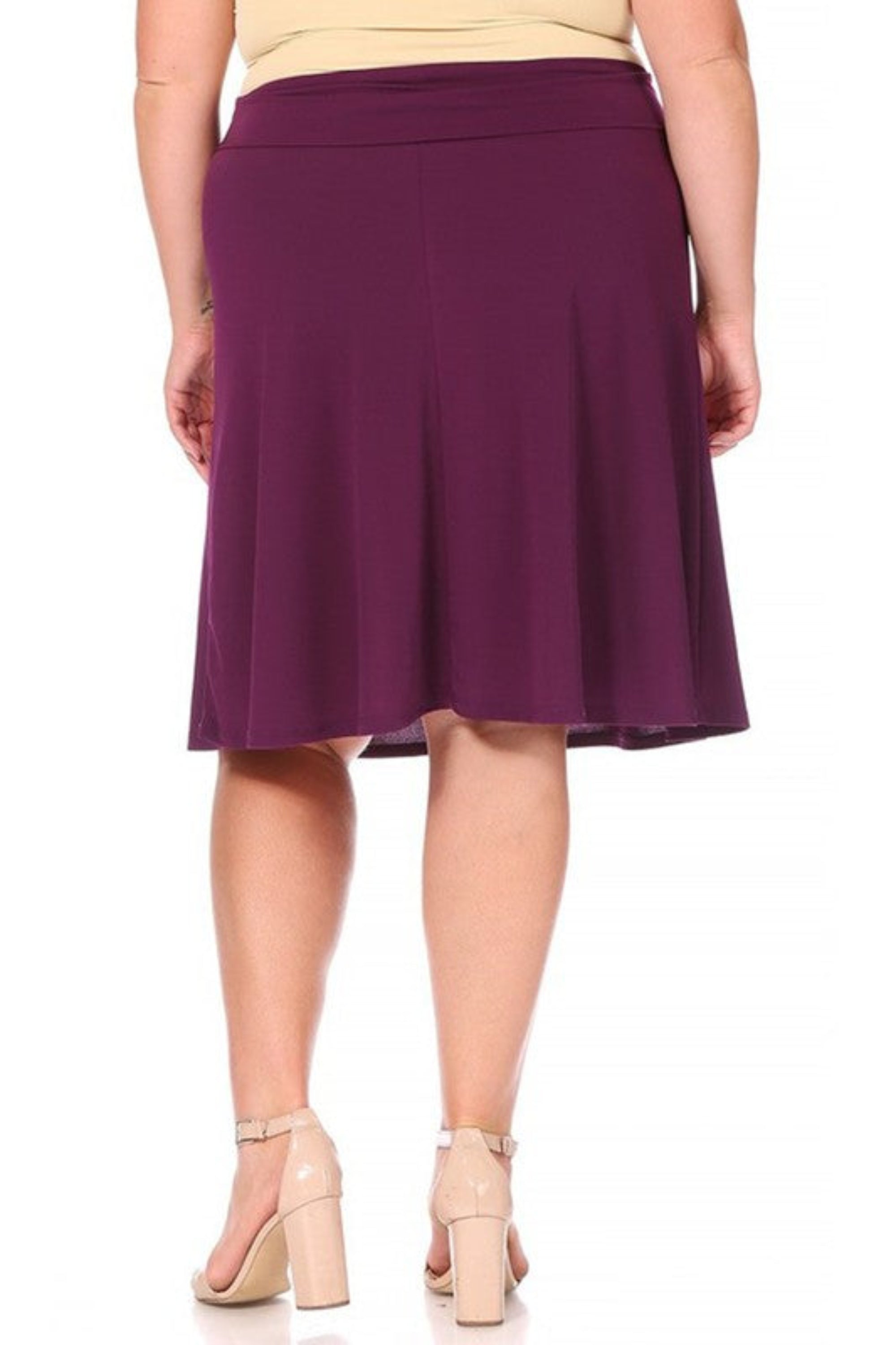 Plus Size Solid A-line Pull On Skirt