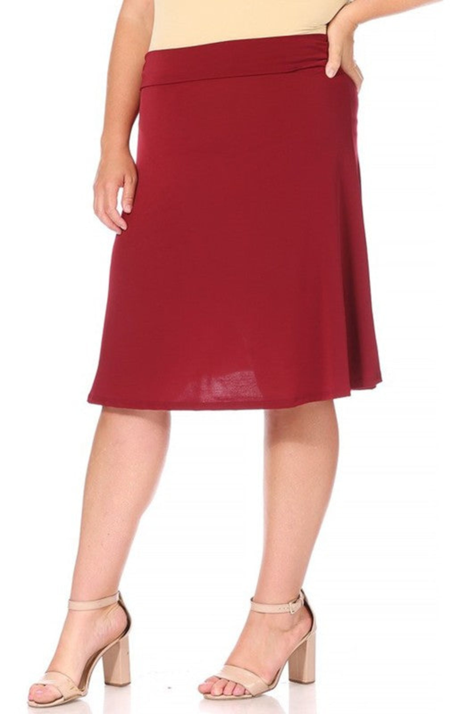 Plus Size Solid A-line Pull On Skirt