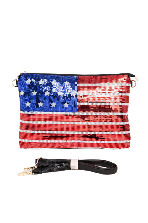 USA Flag Sequins Convertible Crossbody Bag