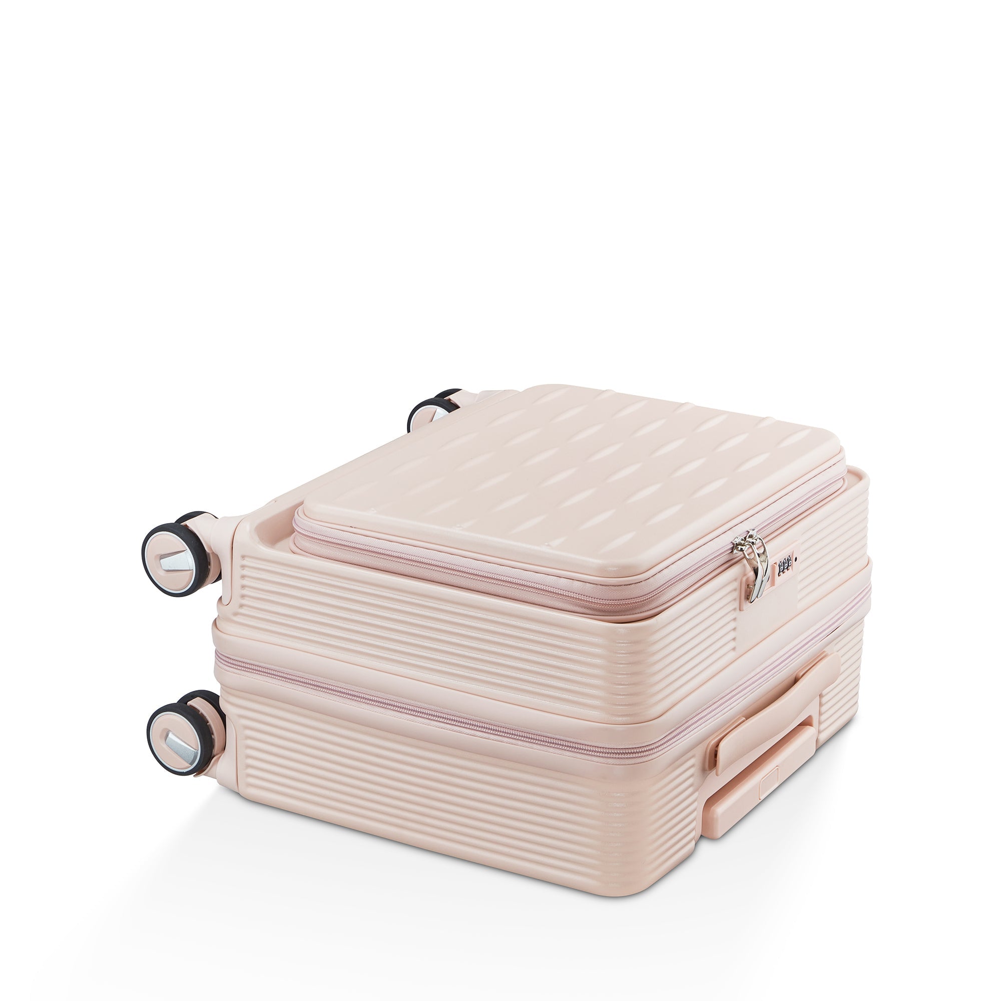 Pink Carry On Luggage with Front Open Door and Laptop Interlayer