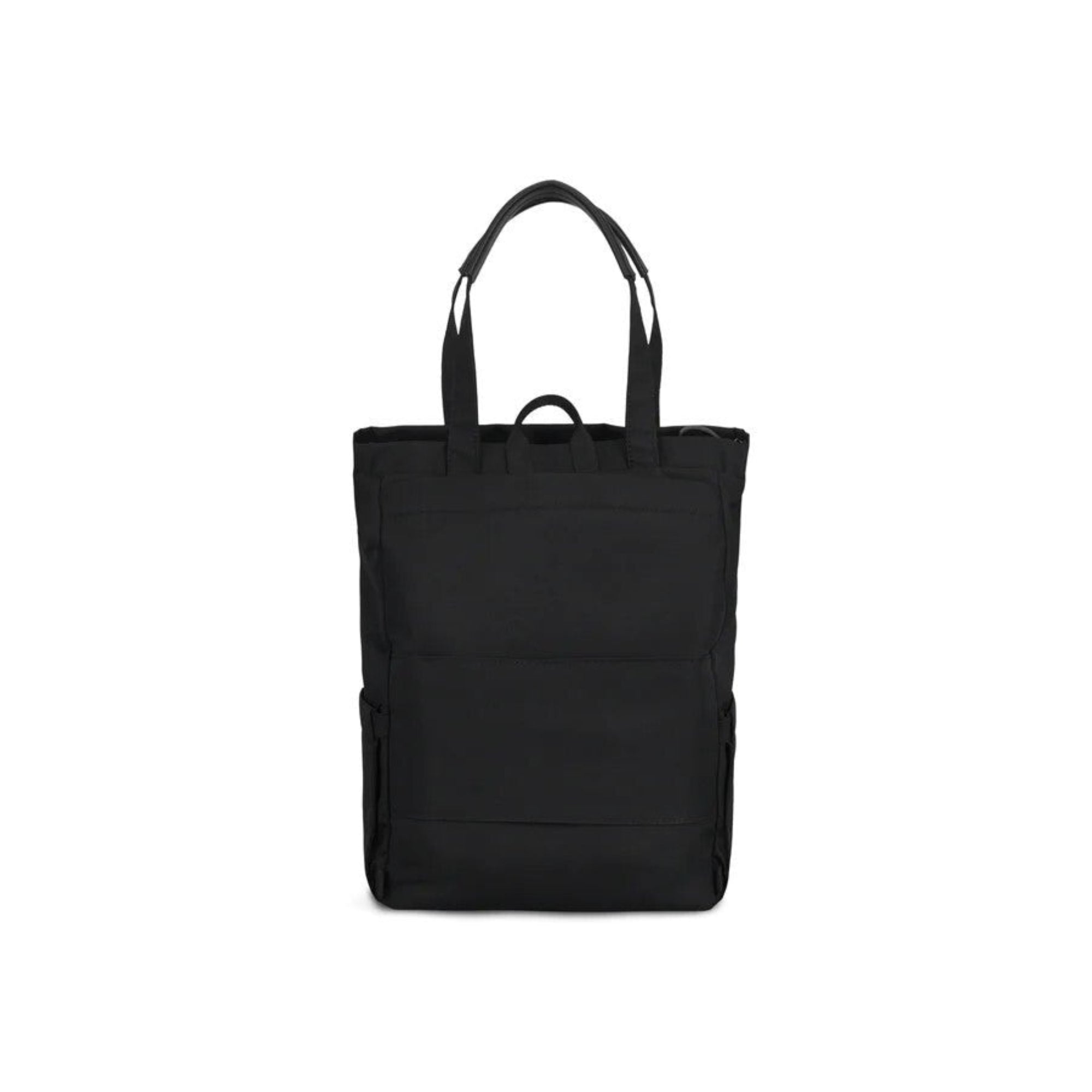 Black tote bag on a white background