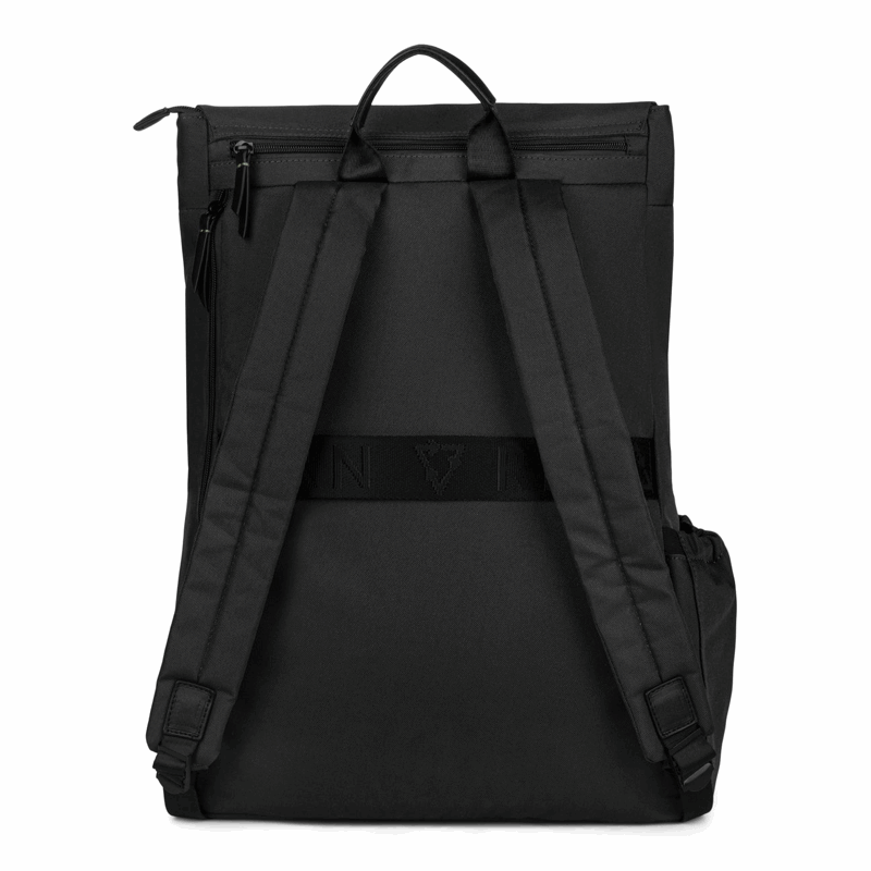 Black backpack on a white background
