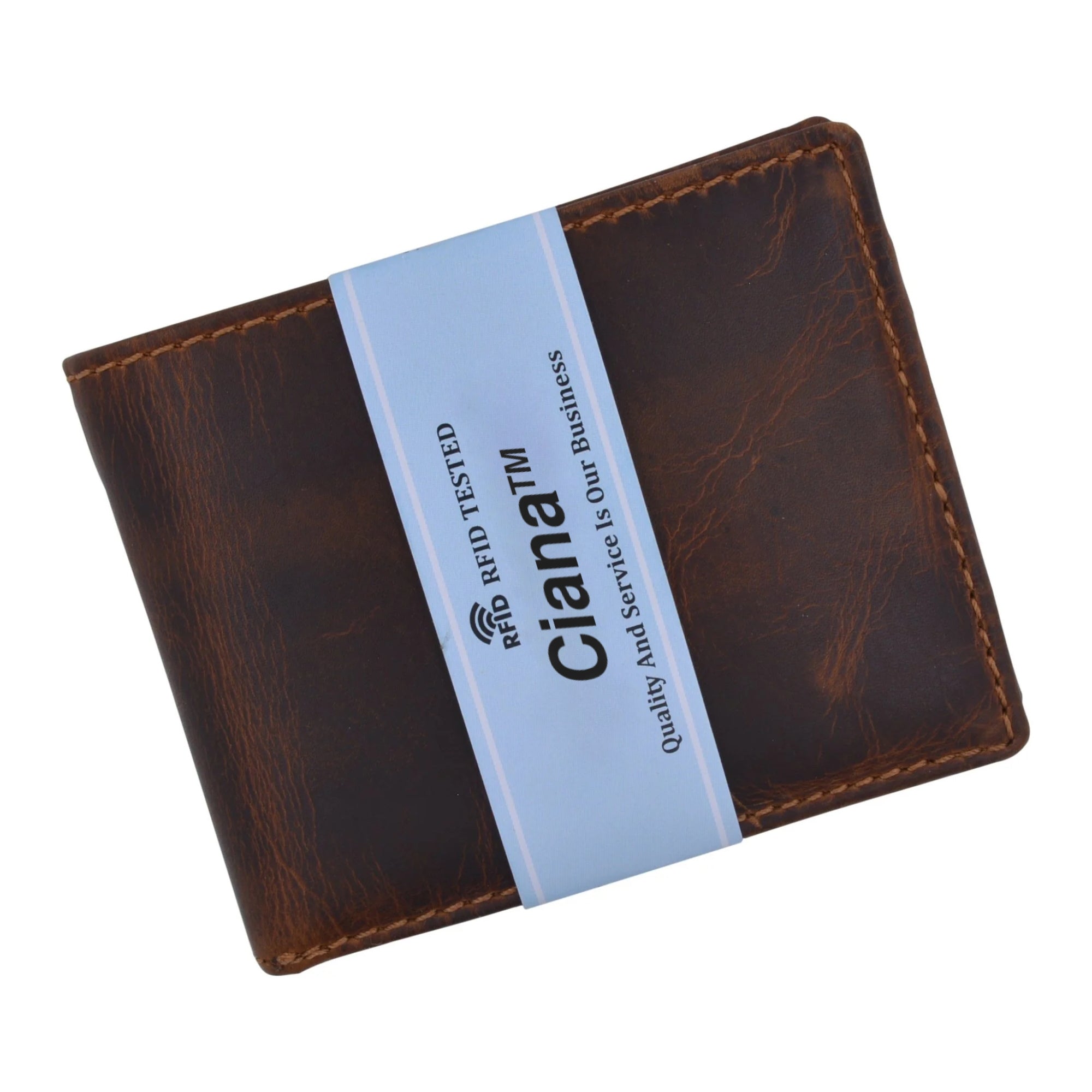 Large Genuine Leather RFID Blocking Bifold Wallet