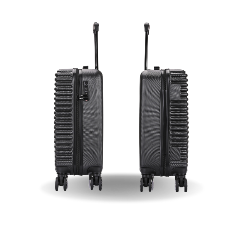 Two black suitcases with antennas on a white background