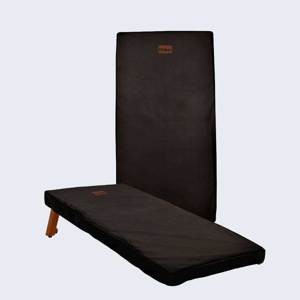 Black adjustable bed frame on a white background