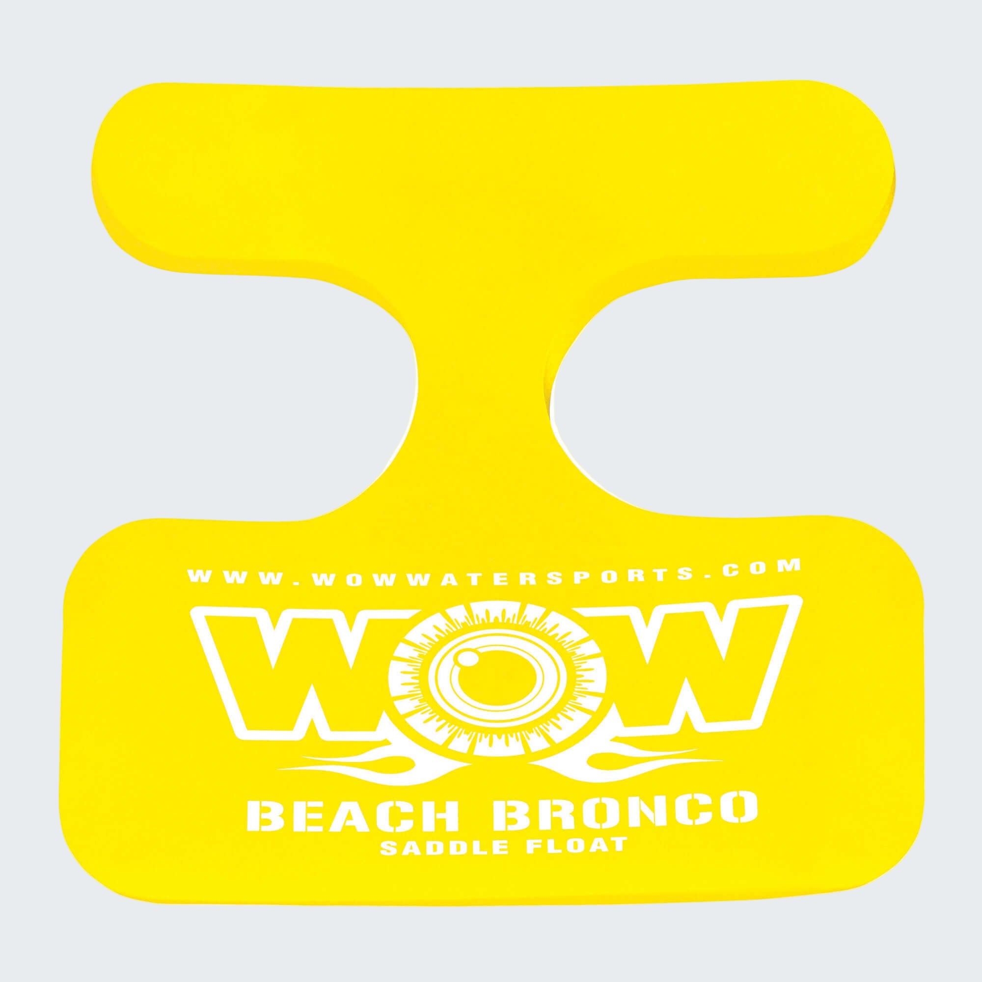 Yellow beach float with 'WOW' branding on a white background