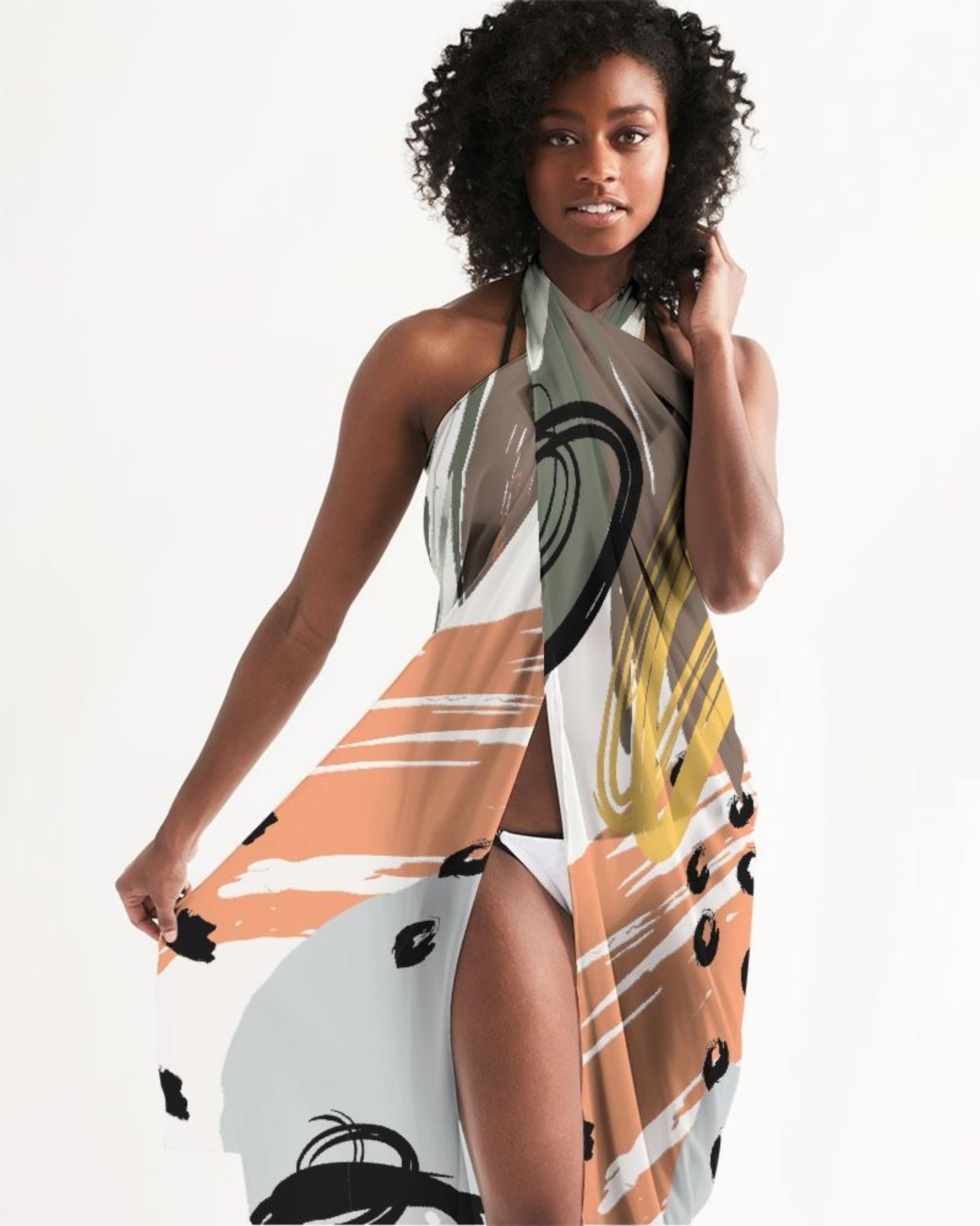 Sheer Circular Multicolor Green Sarong