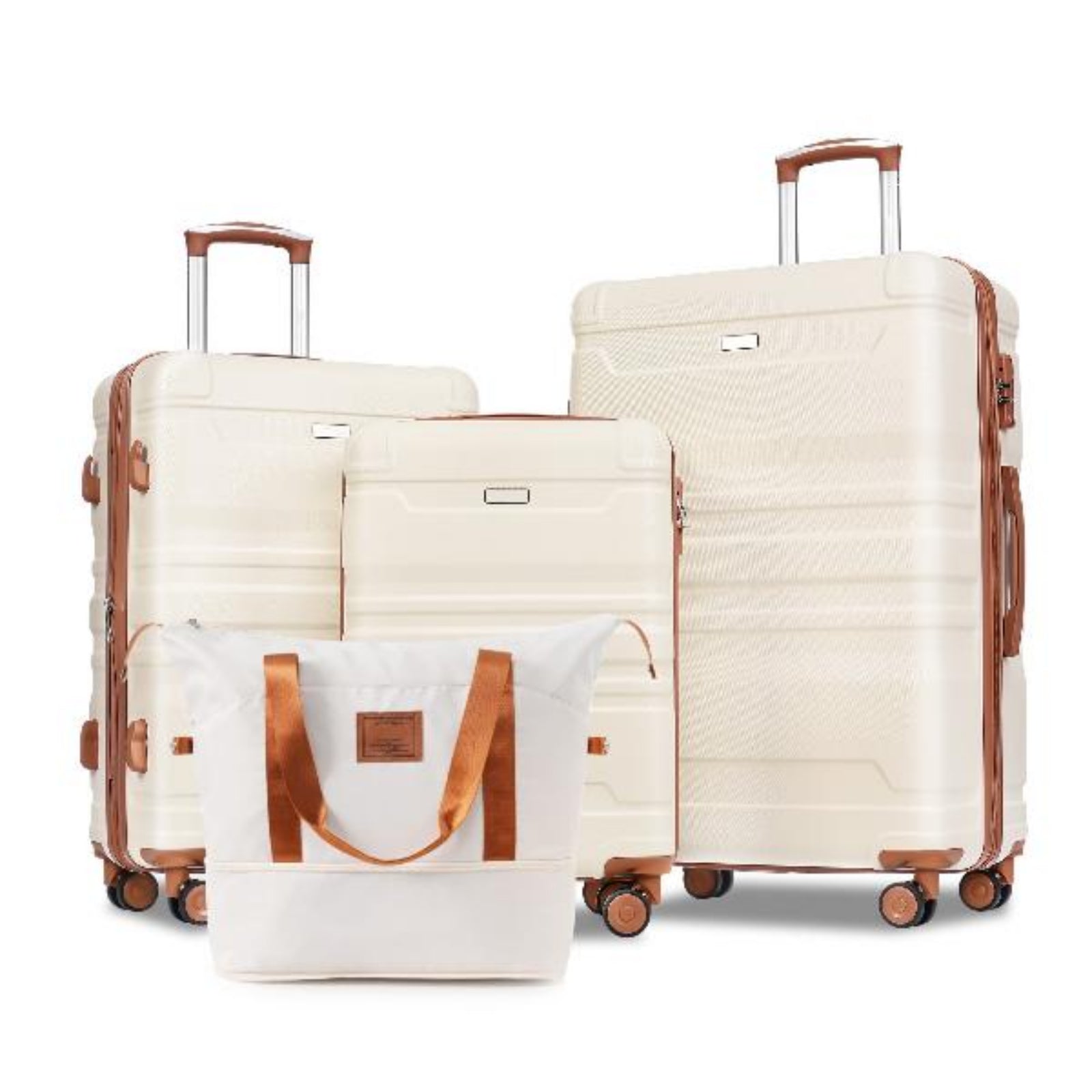 Four Piece Set Expandable ABS Durable Suitcase with Travel Bag