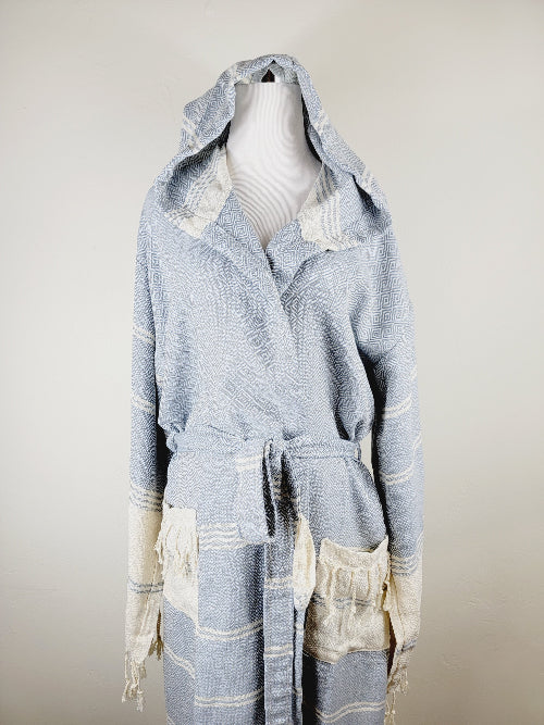 EBRU Home - Unisex Robe, Beach or Spa Robe with Pockets - Sky Blue