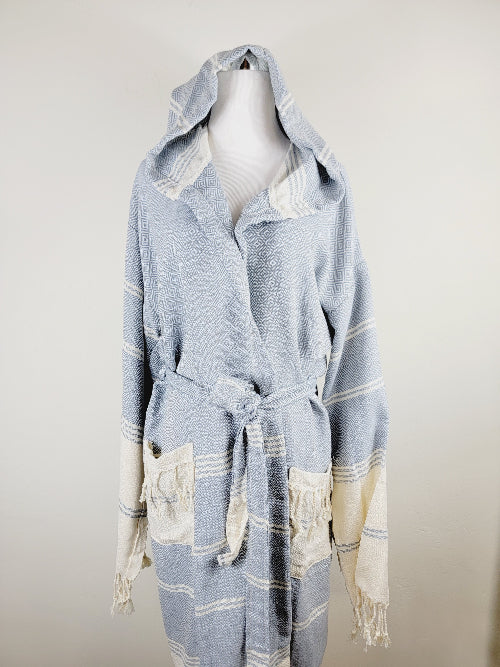 EBRU Home - Unisex Robe, Beach or Spa Robe with Pockets - Sky Blue