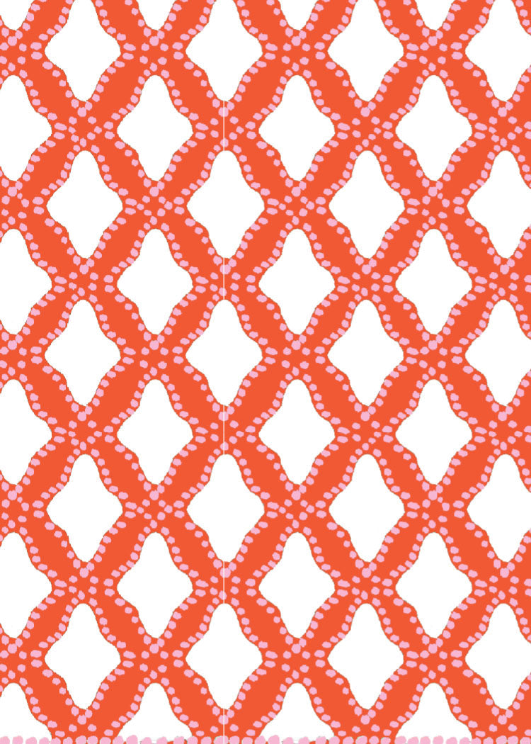Red and white geometric pattern on a white background