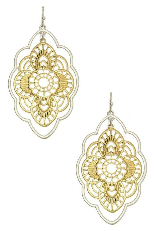 Laser Cut Metal Flower Earrings