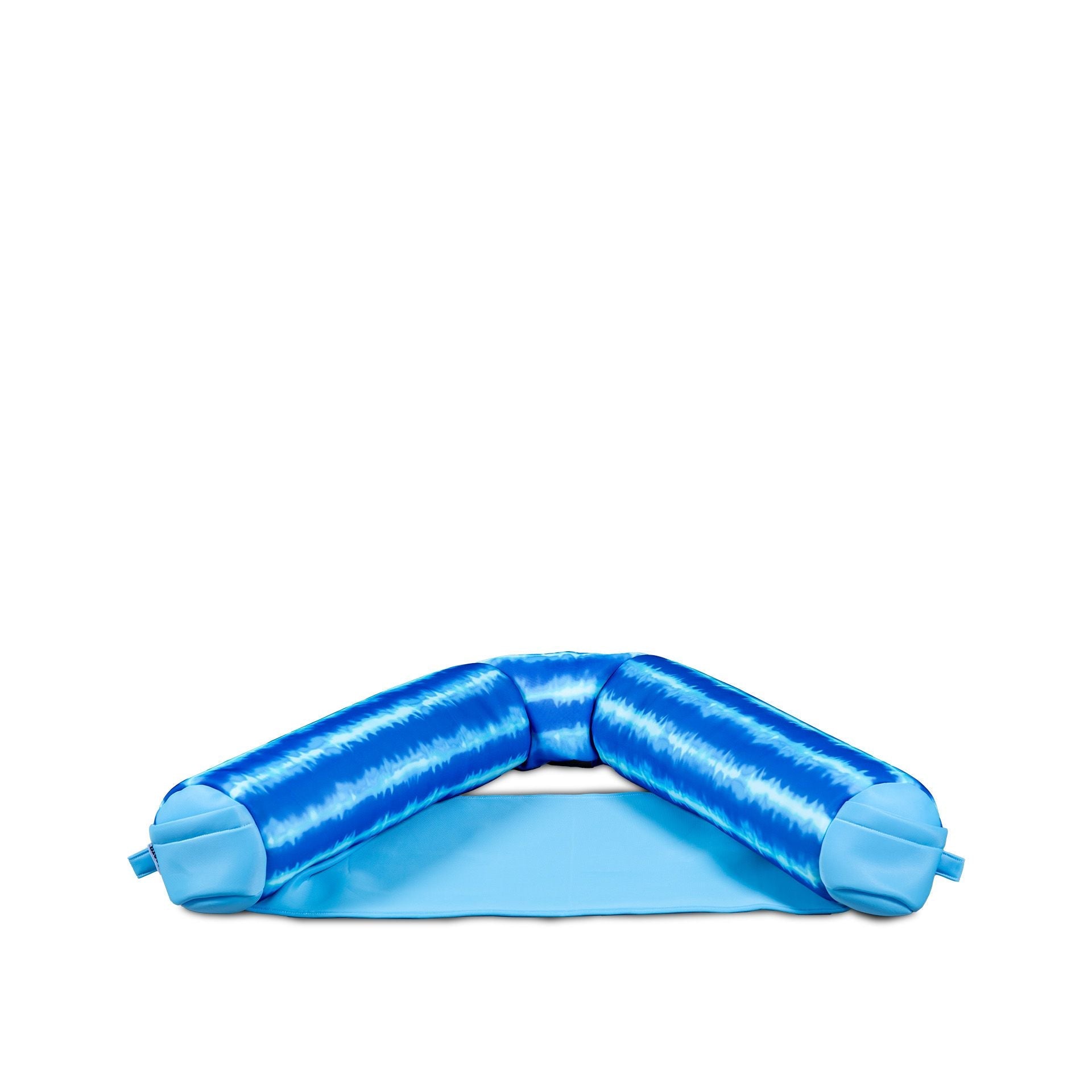 Blue inflatable neck pillow on a white background