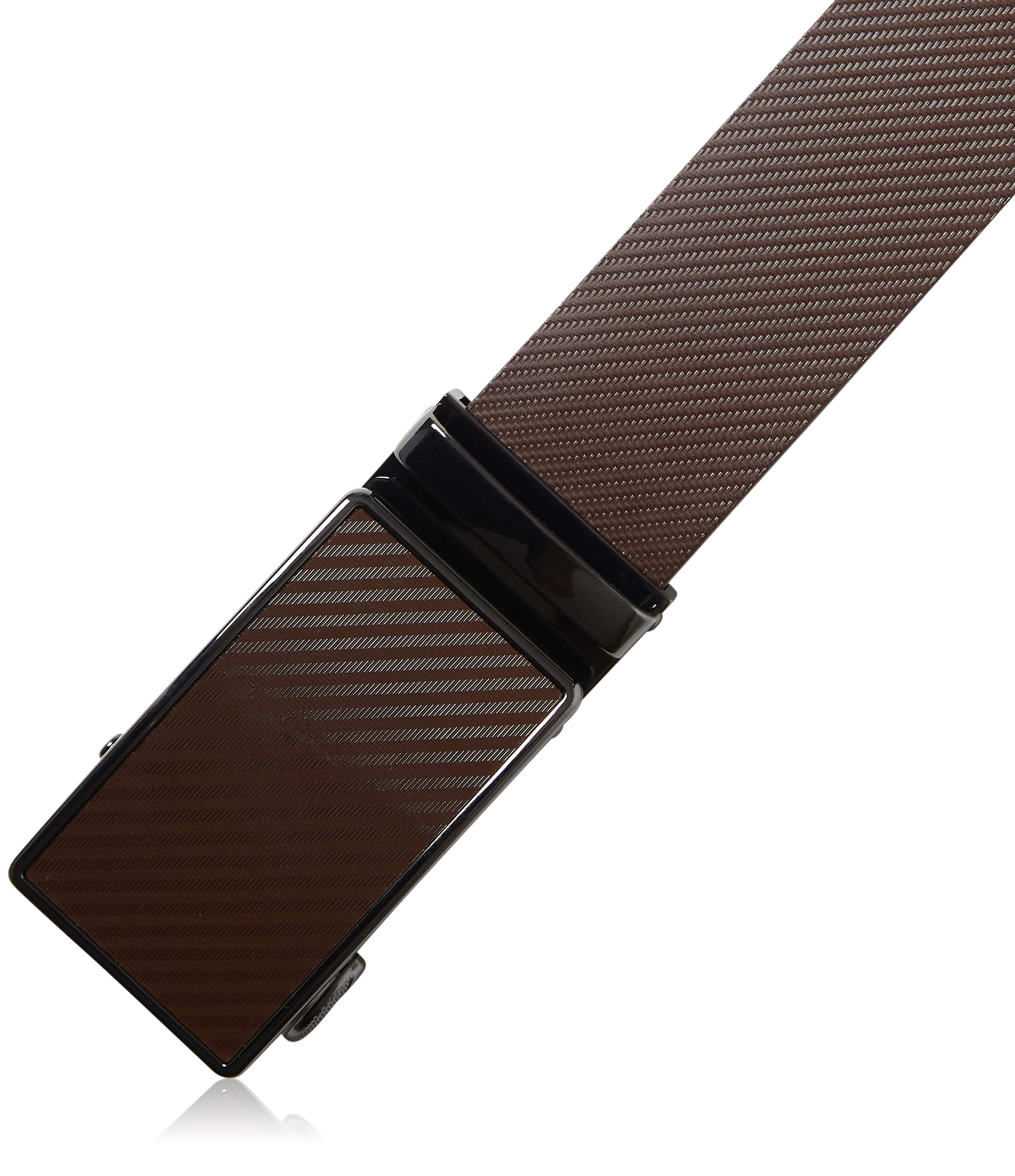 Brown mesh belt with a black buckle on a white background