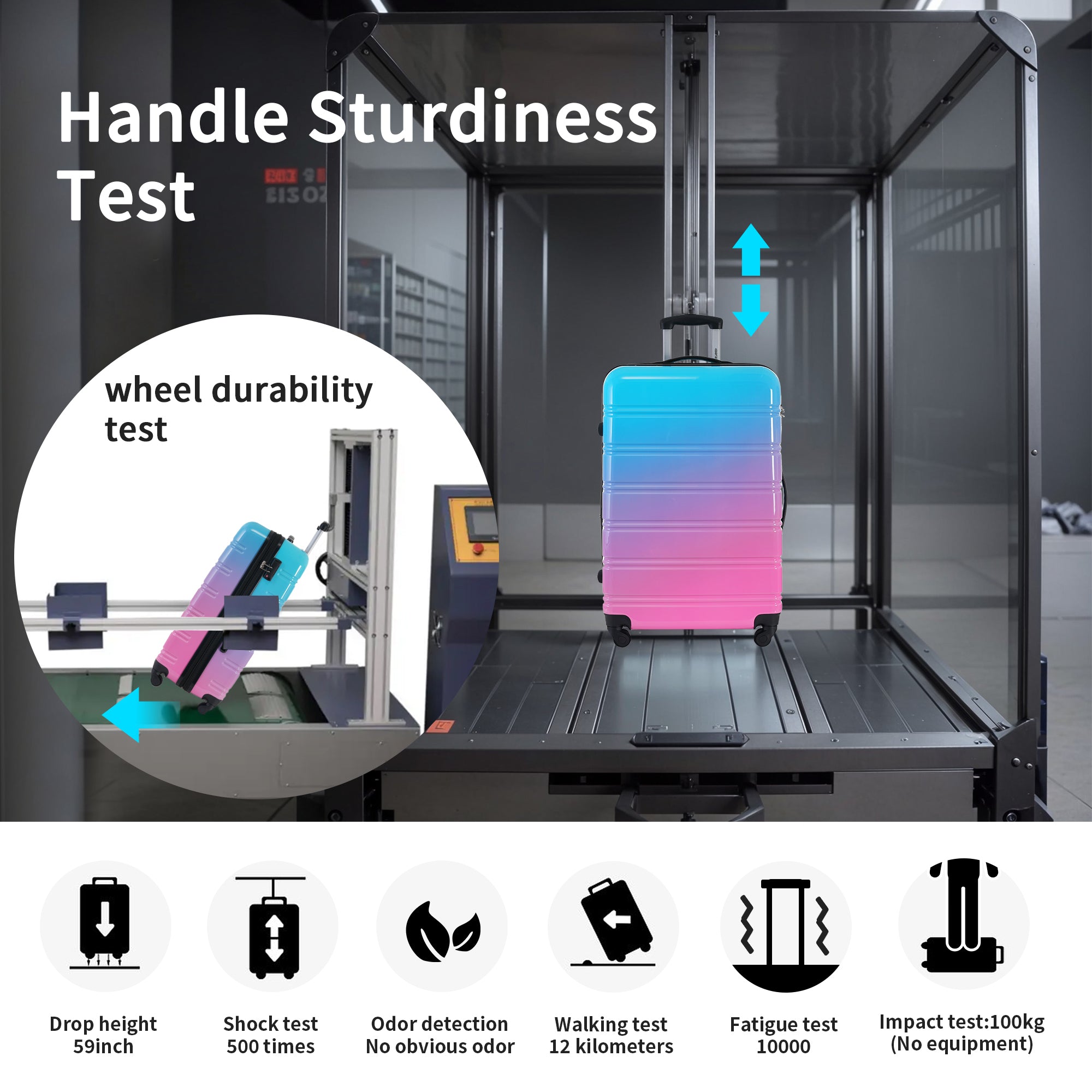 Blue and Pink Three Piece Hardshell Luggage Set