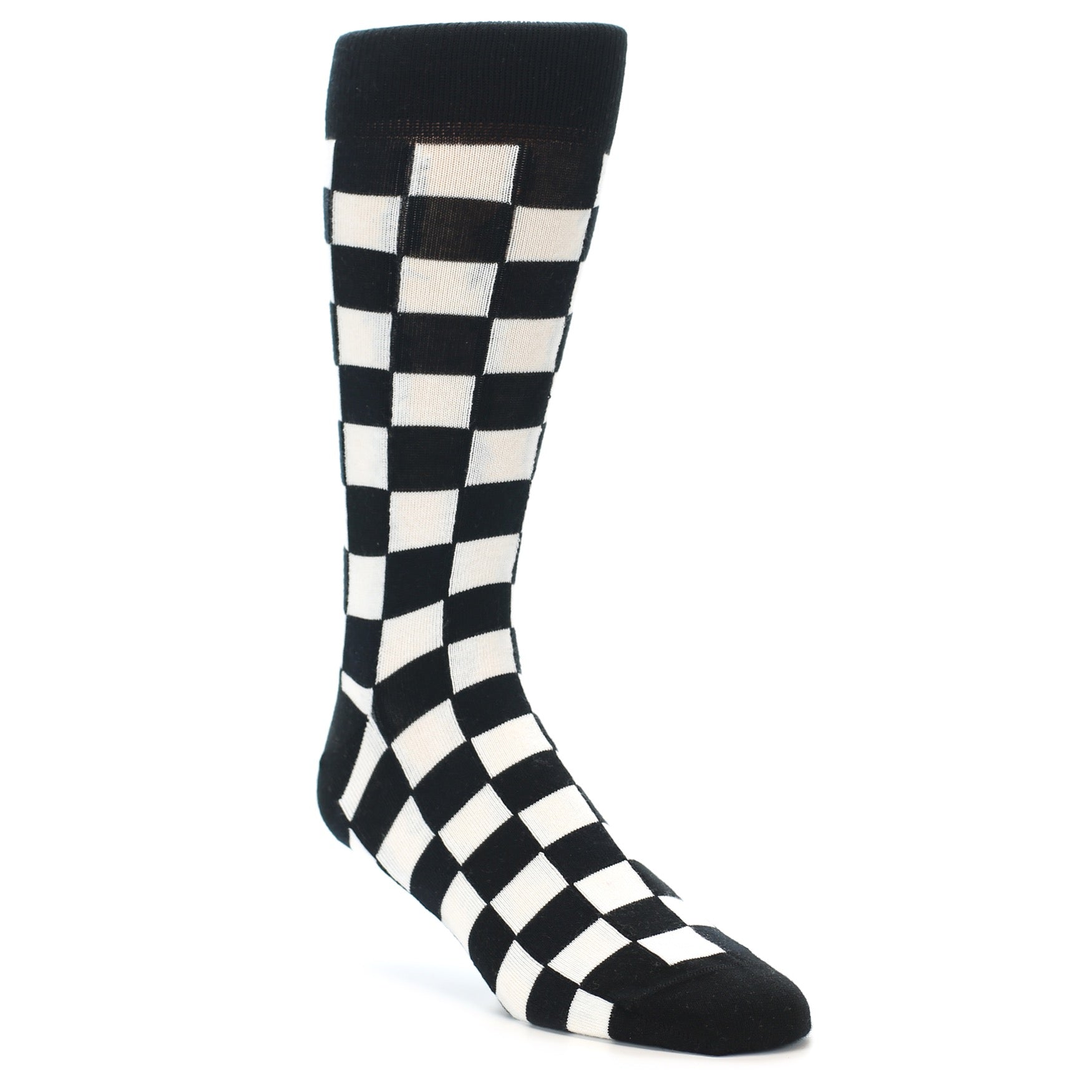 Black and white checkered sock on a white background