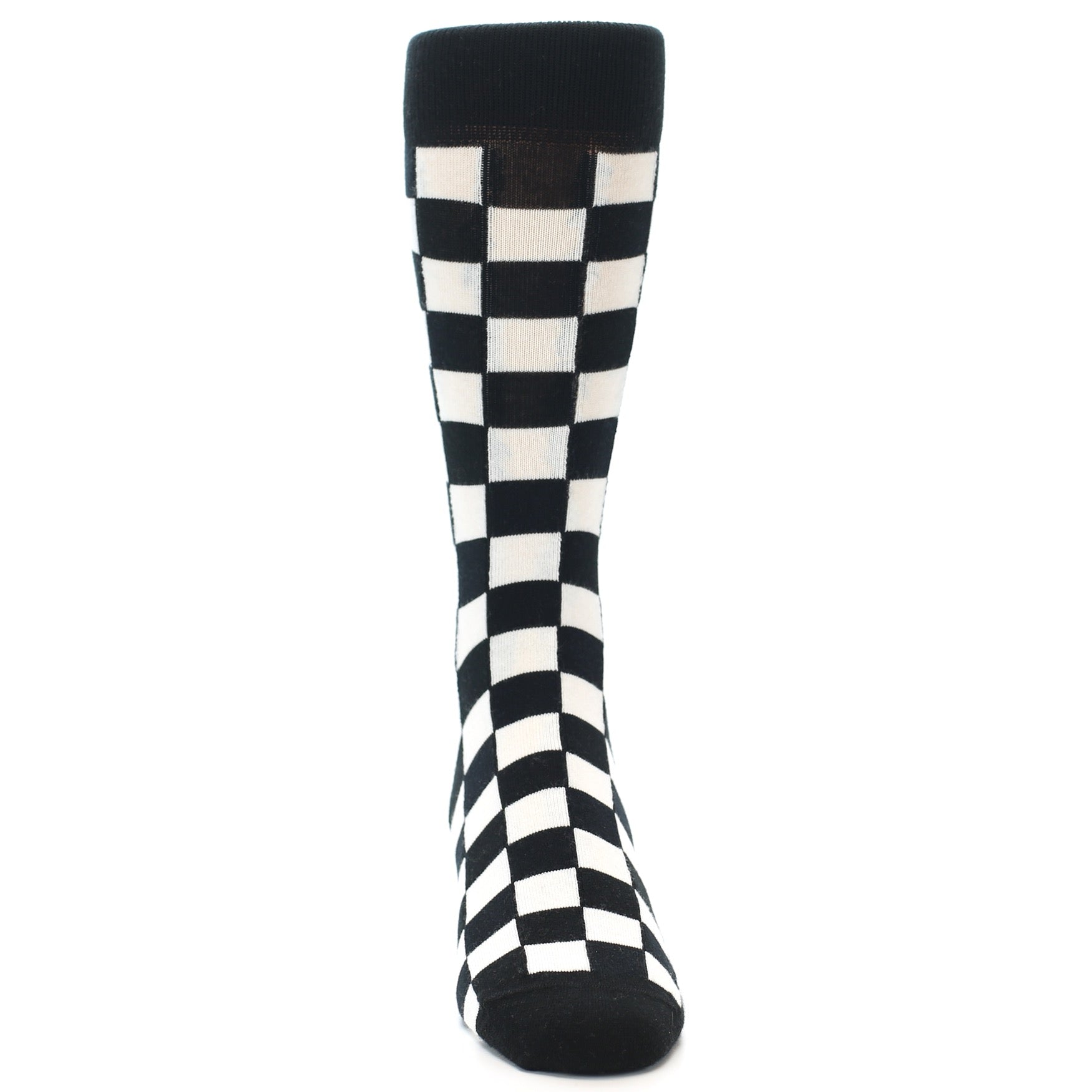 Black and white checkered sock on a white background