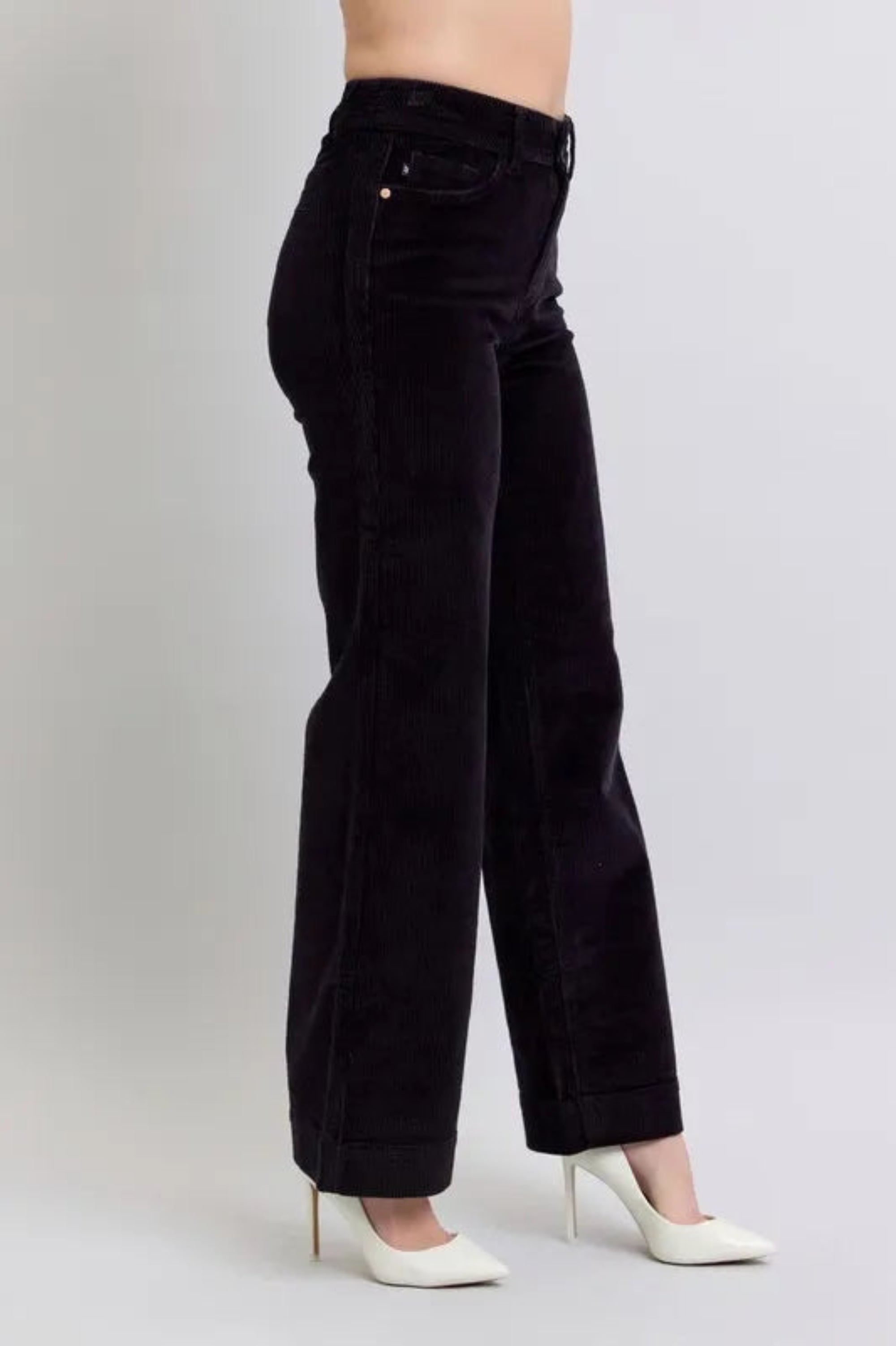 Judy Blue Full Size High Waist Corduroy Trouser Wide Plus Size