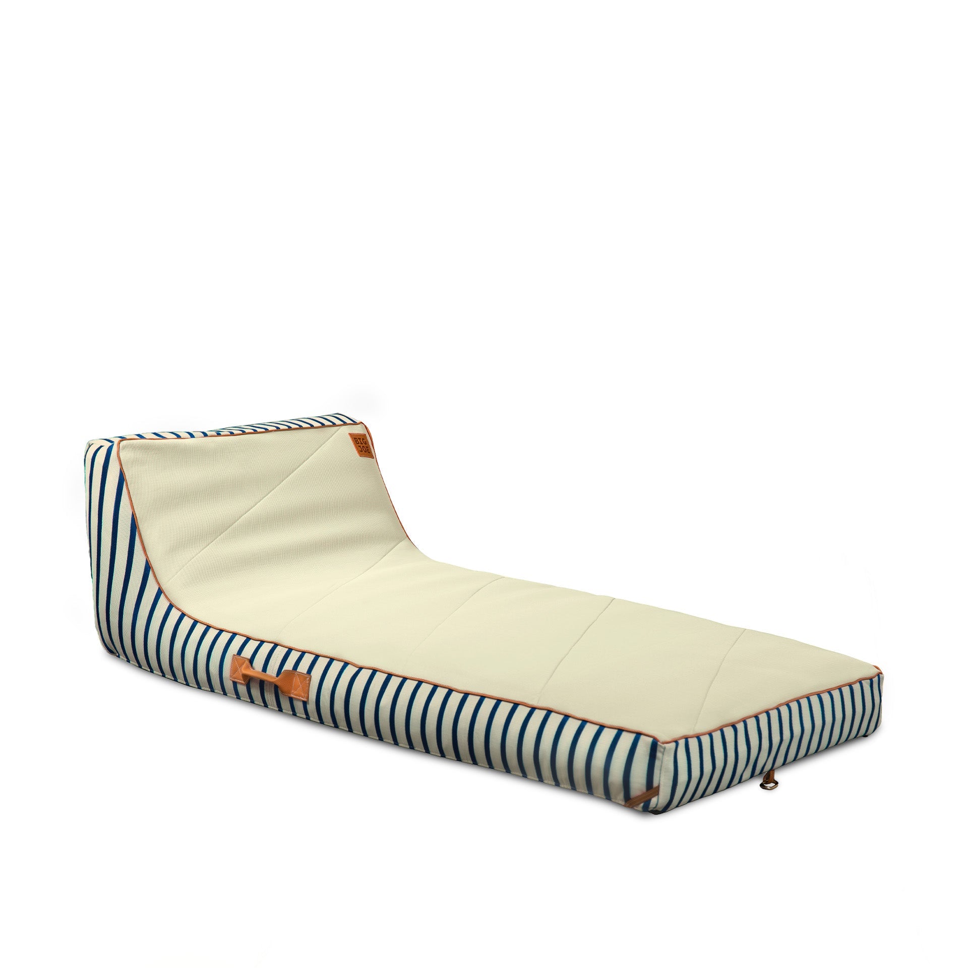 Striped pet bed with beige interior on a white background