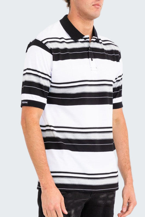 Old School Striped Pique Polo Shirt