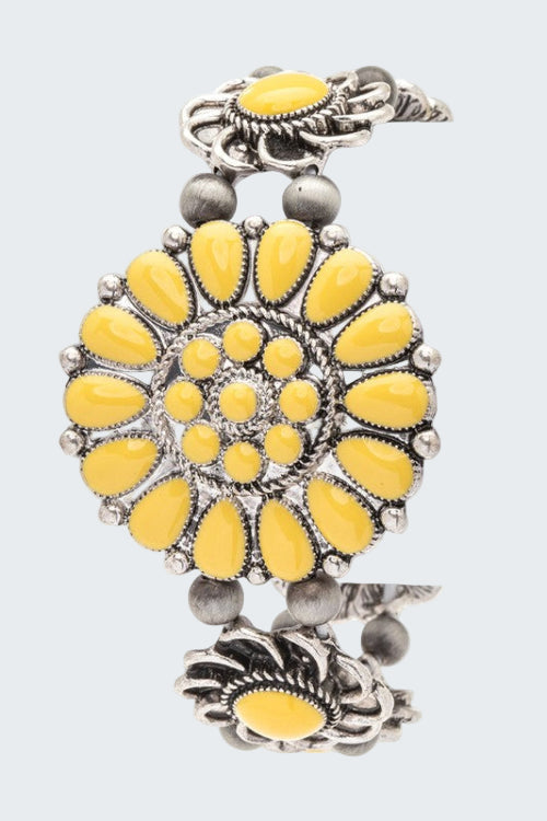 Enamel Flower Western Boho Stretch Bracelet