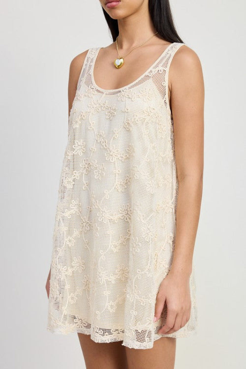 Mini Floral Crochet Dress