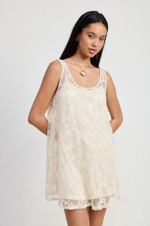 Mini Floral Crochet Dress