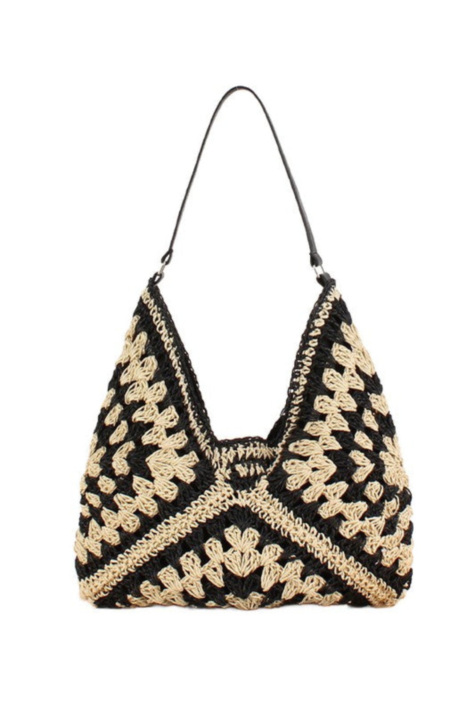 Dahlia Woven Straw Shoulder Bag