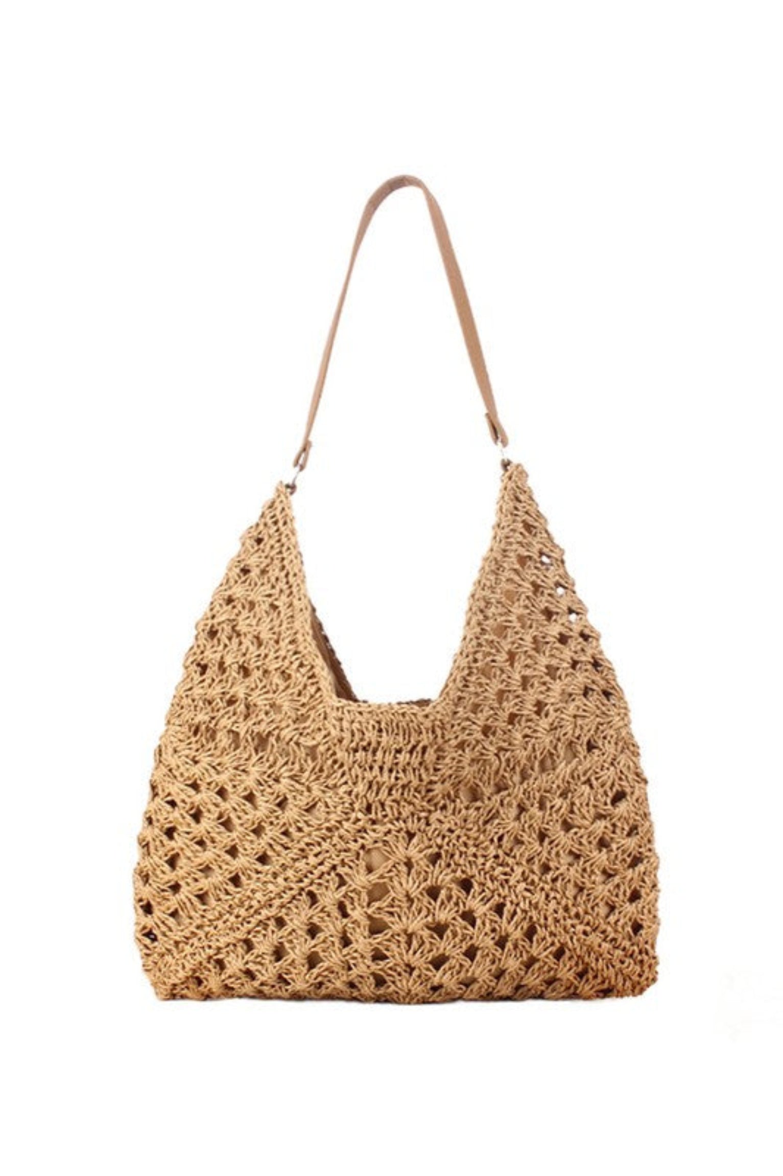 Dahlia Woven Straw Shoulder Bag