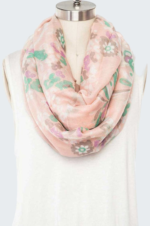 Floral Print Soft Infinity Scarf