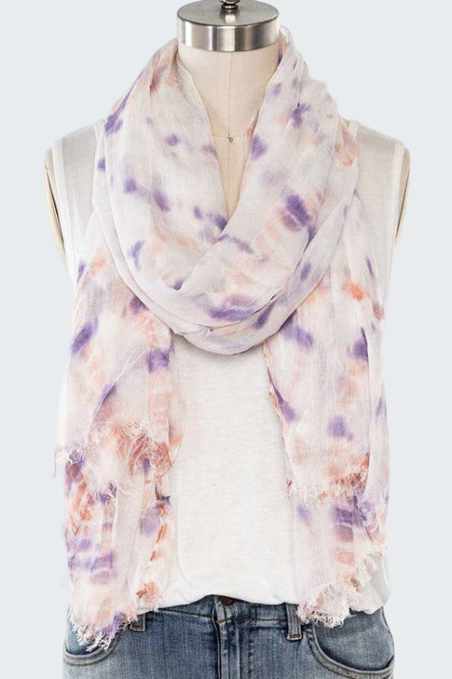 Tie Dyed Fringe Crinkle Scarf