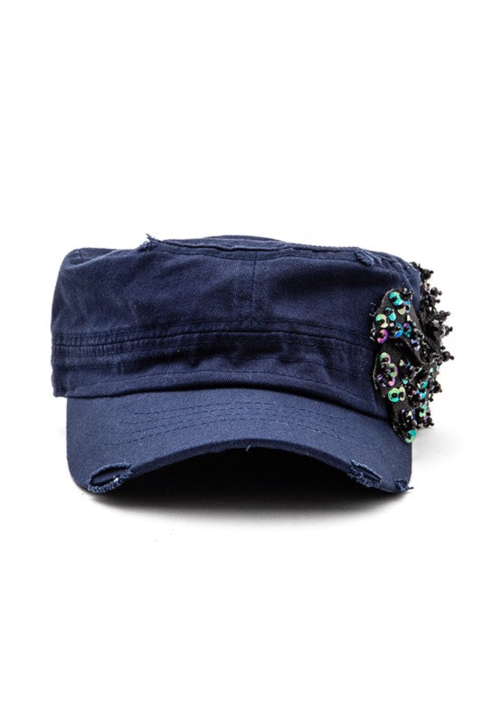 Beaded Butterfly Statement Cadet Hat
