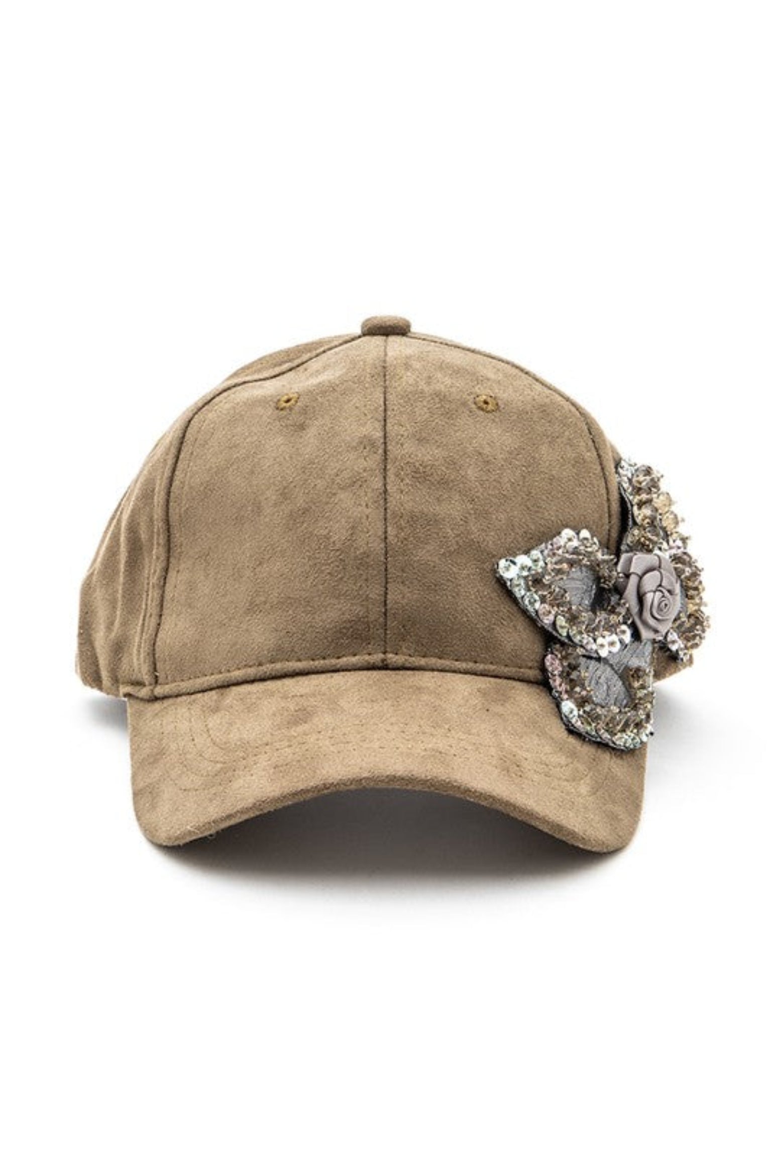 Beaded Flower Suede Fashion Cap