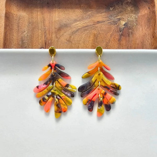 Petite Palm Earrings - Bird of Paradise