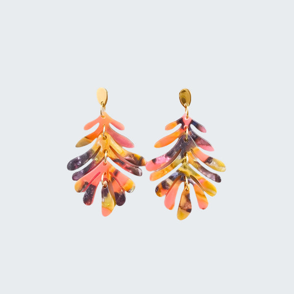 Petite Palm Earrings - Bird of Paradise