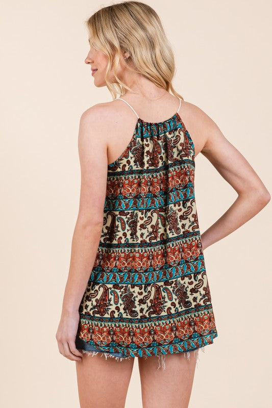 Front Tassel Tie Sleeveless Woven Top