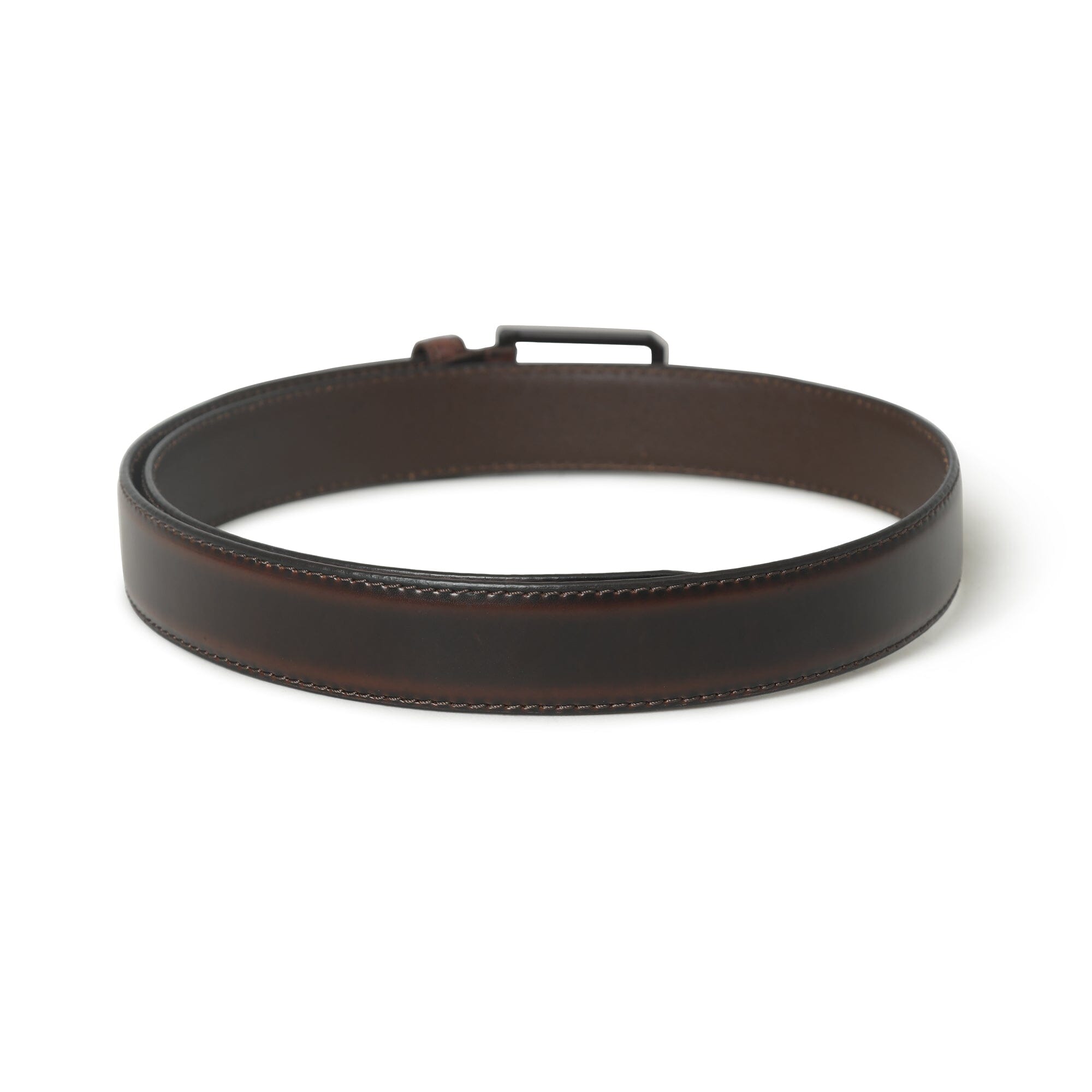 Brown leather belt on a white background