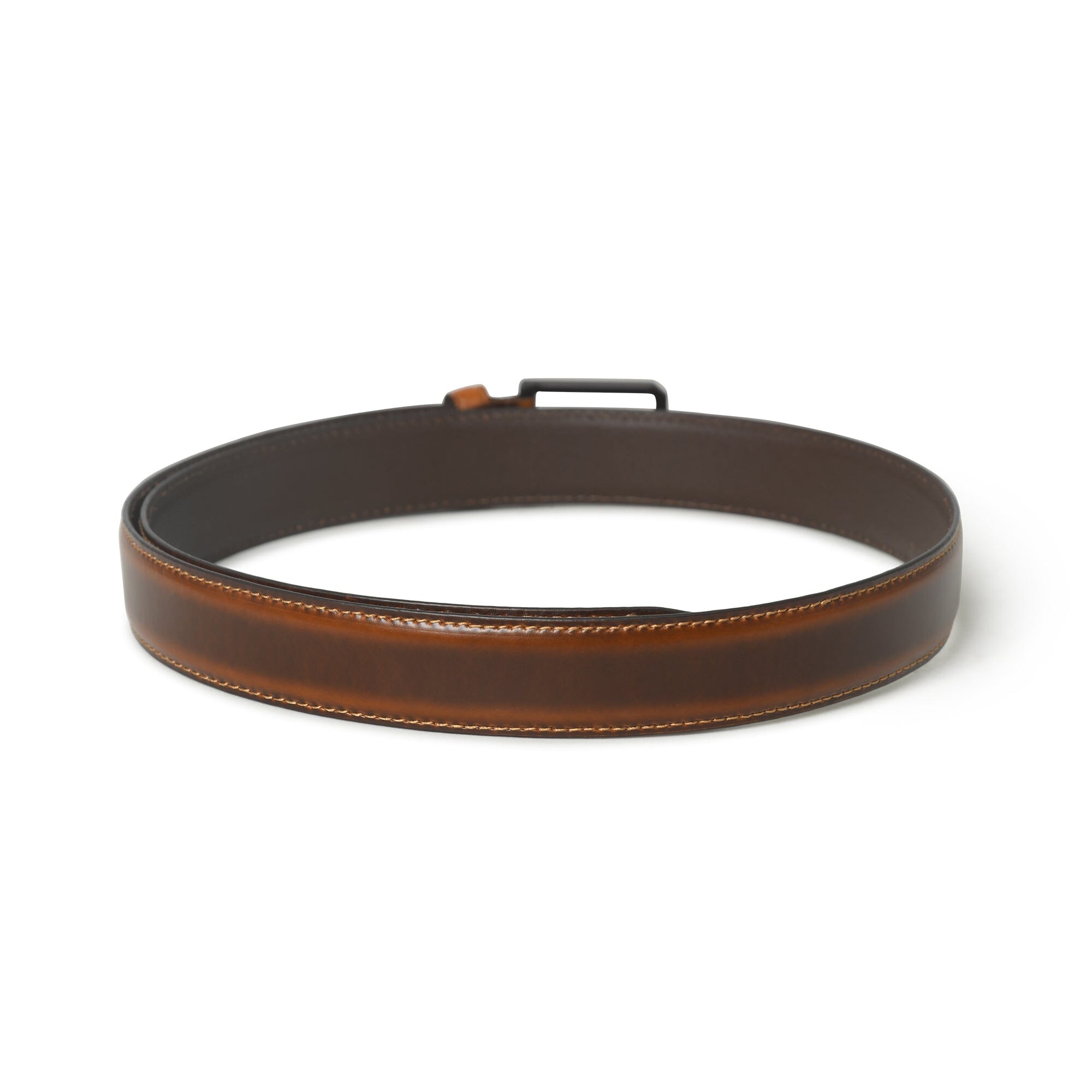 Brown leather belt on a white background