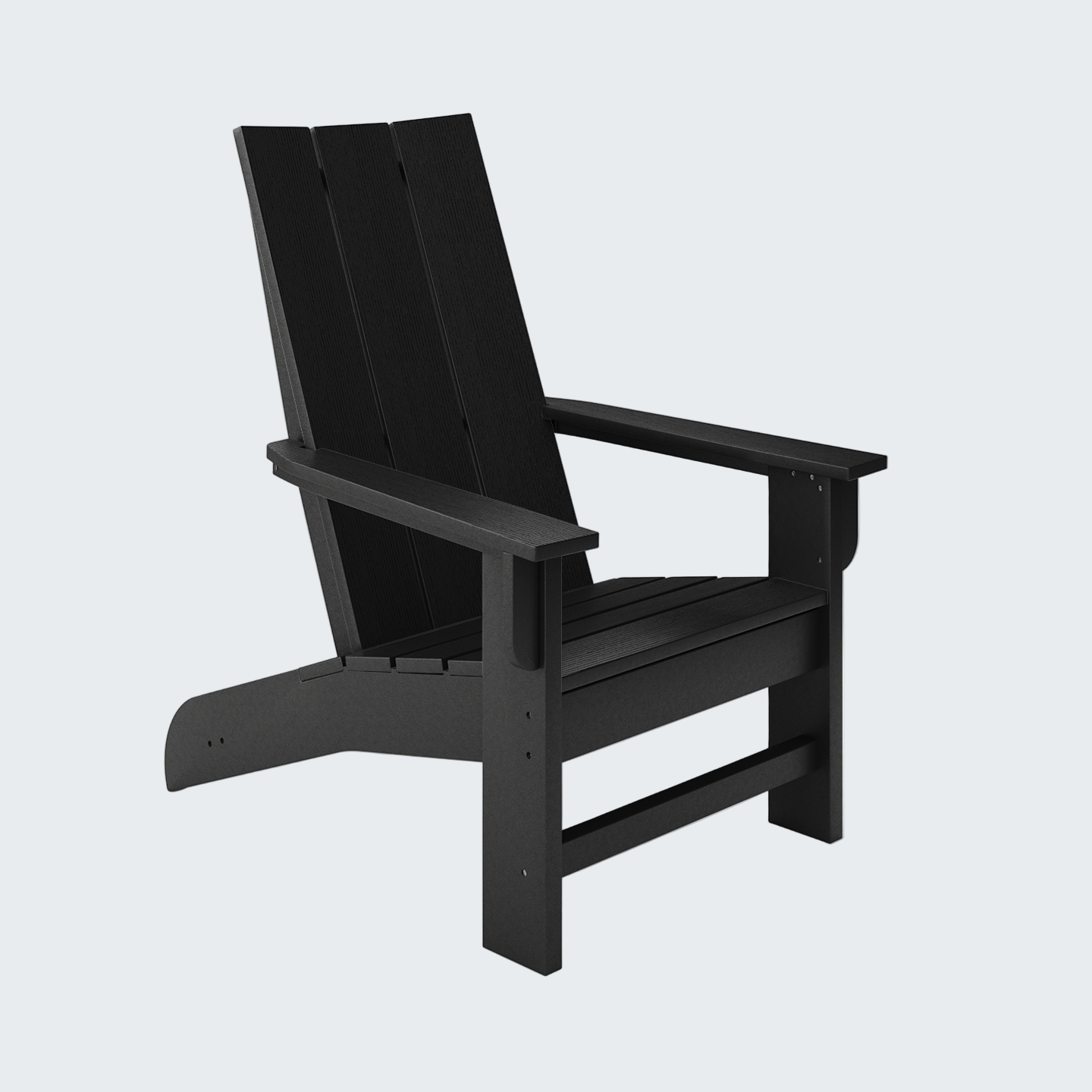 Black Adirondack chair on a white background