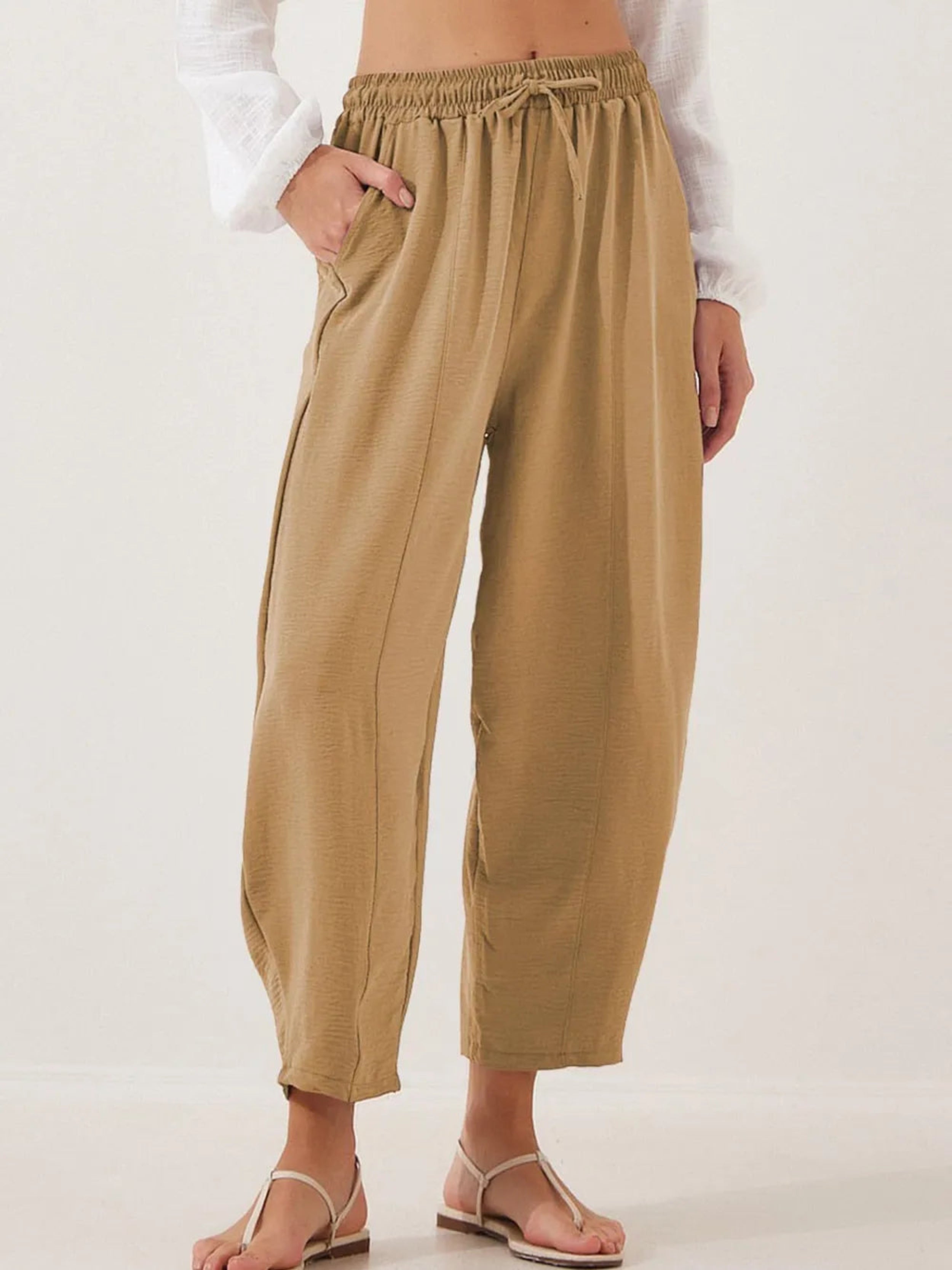 Full Size Drawstring Cropped Jogger Pants