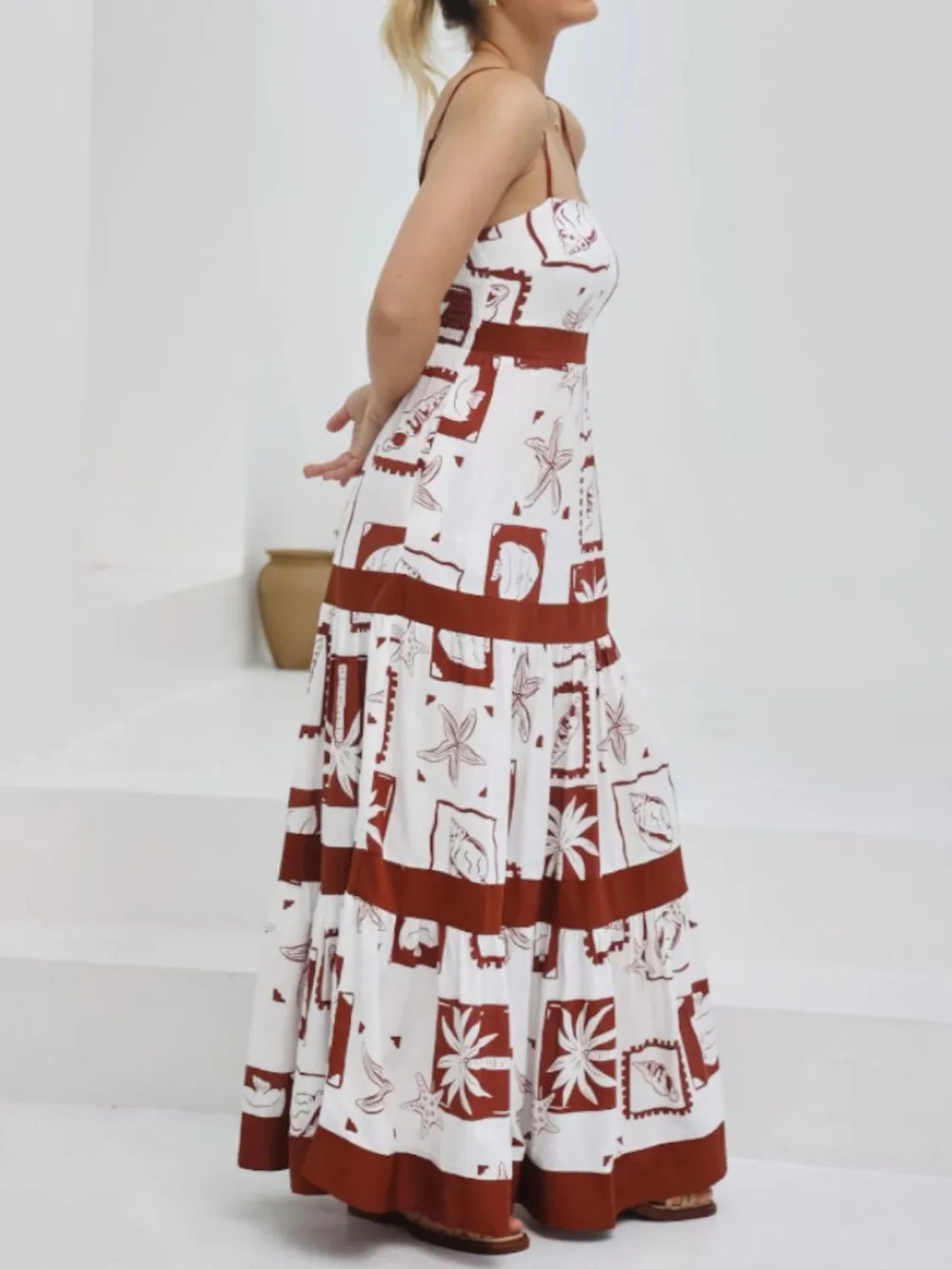 Printed Square Neck Maxi Cami Dress
