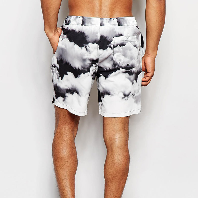 black and white swimming trunks