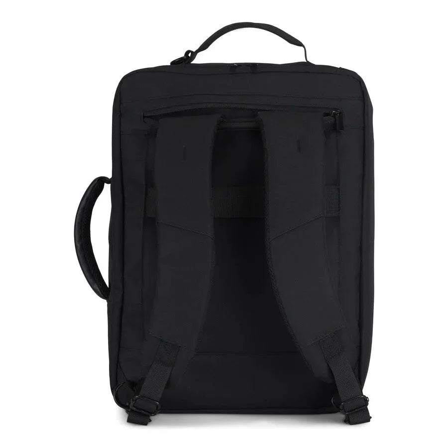 Black backpack on a white background