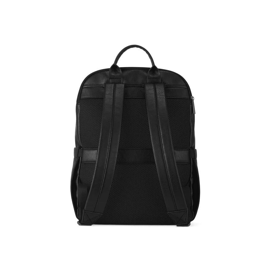 Black backpack on a white background