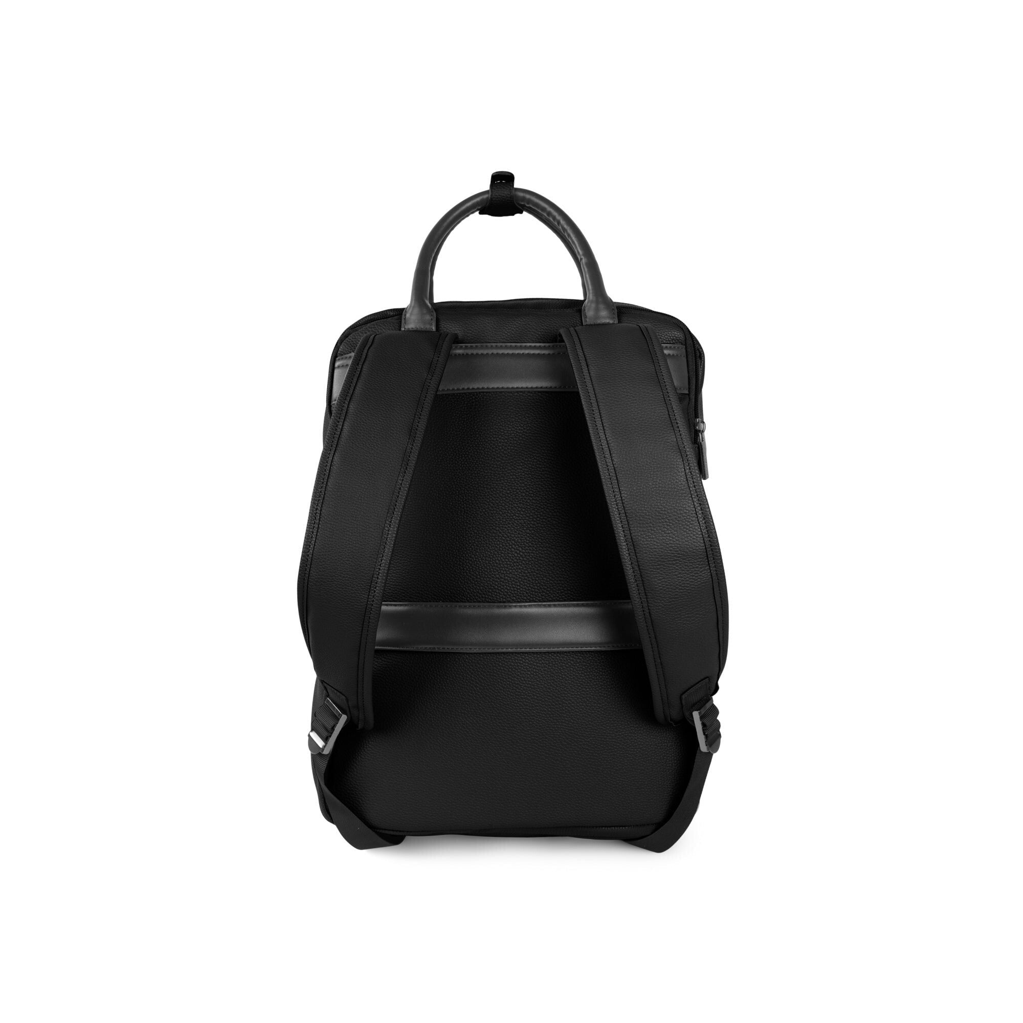 Black backpack on a white background