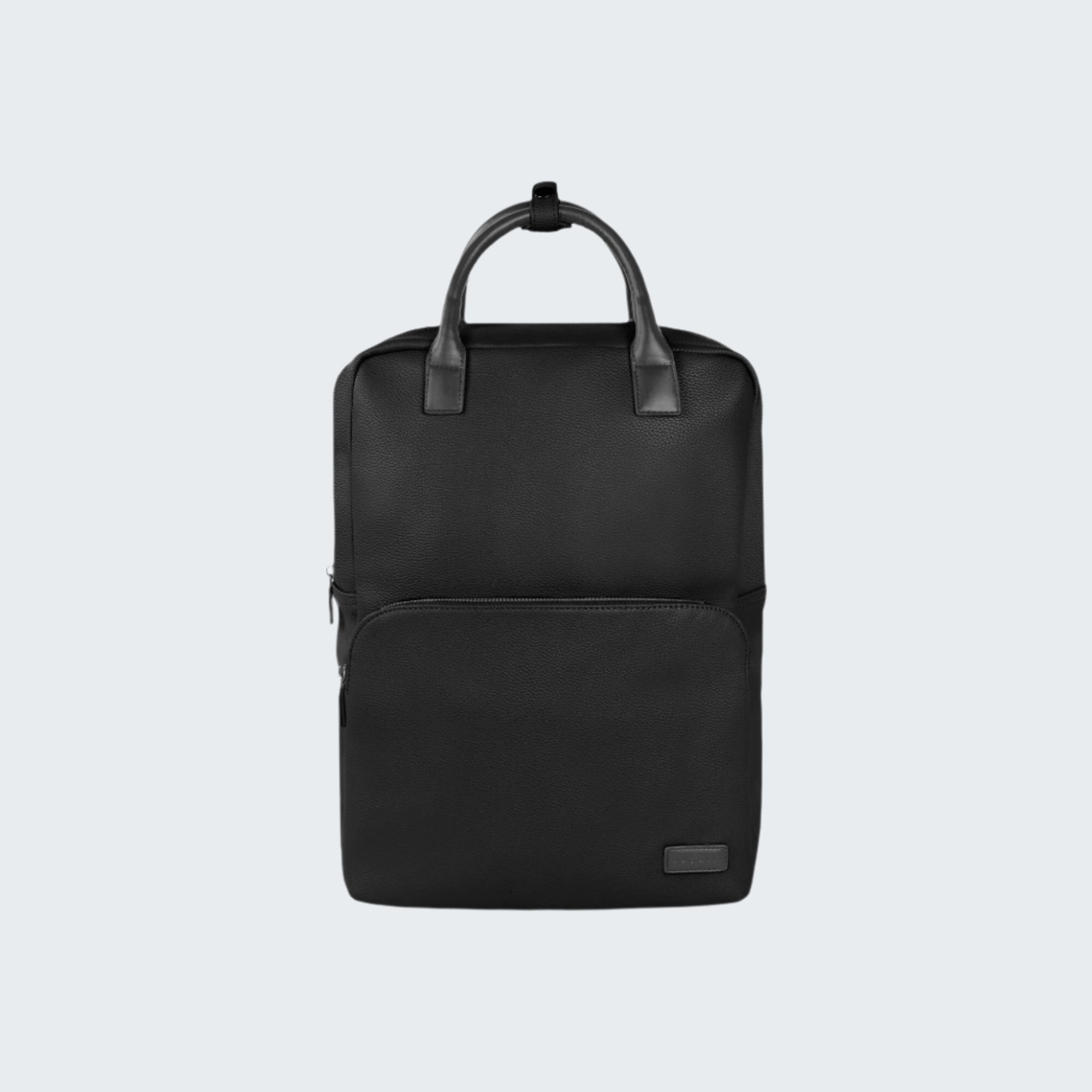 Black backpack on a white background