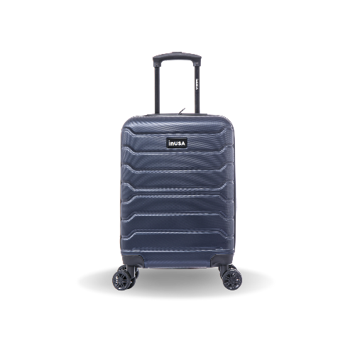 Blue suitcase with 'inUSA' branding on a white background