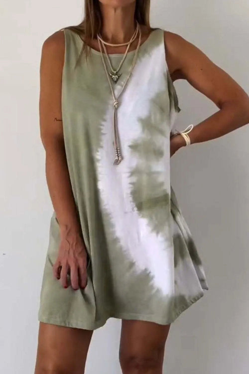 Full Size Tie-Dye Sleeveless Mini Tank Dress