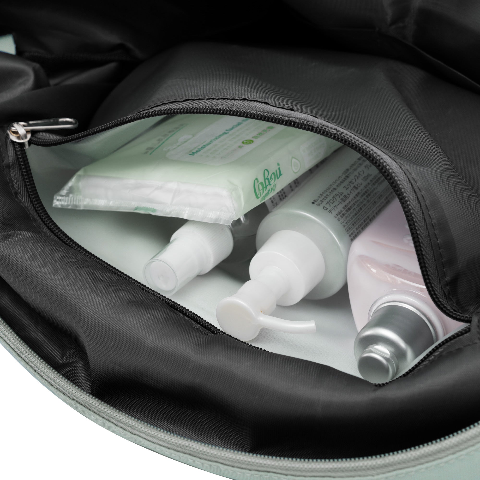 Green Four Piece Expandable ABS Durable Suitcase with Travel Bag