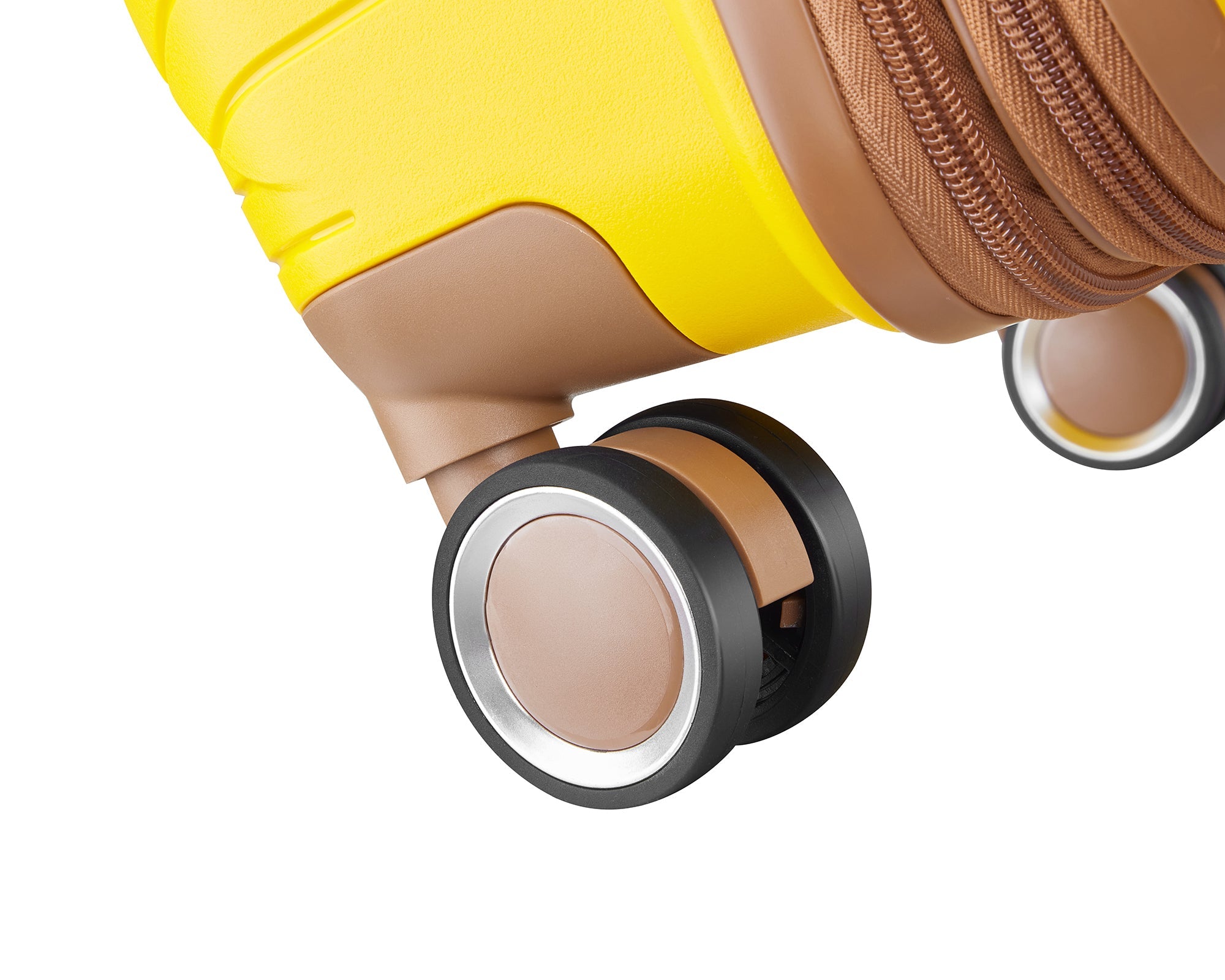 Four Piece Yellow Expandable Lightweight Suitcase with Four Double 360 Degrees Mute Spinner Wheels